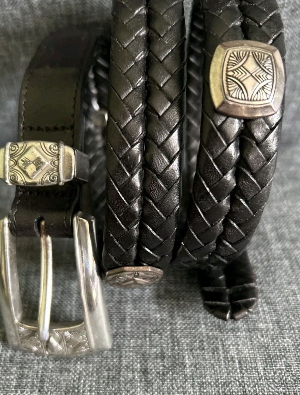 Brighton Braided Leather Belt Beautiful Sikver Buckle And Accents